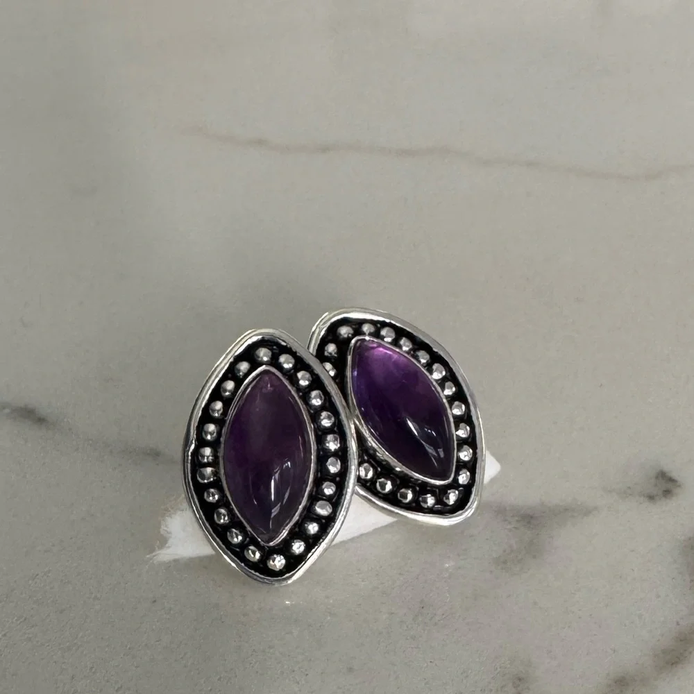 NWOT Sundance Cave Cavern Earrings, Amethyst, Sterling Silver